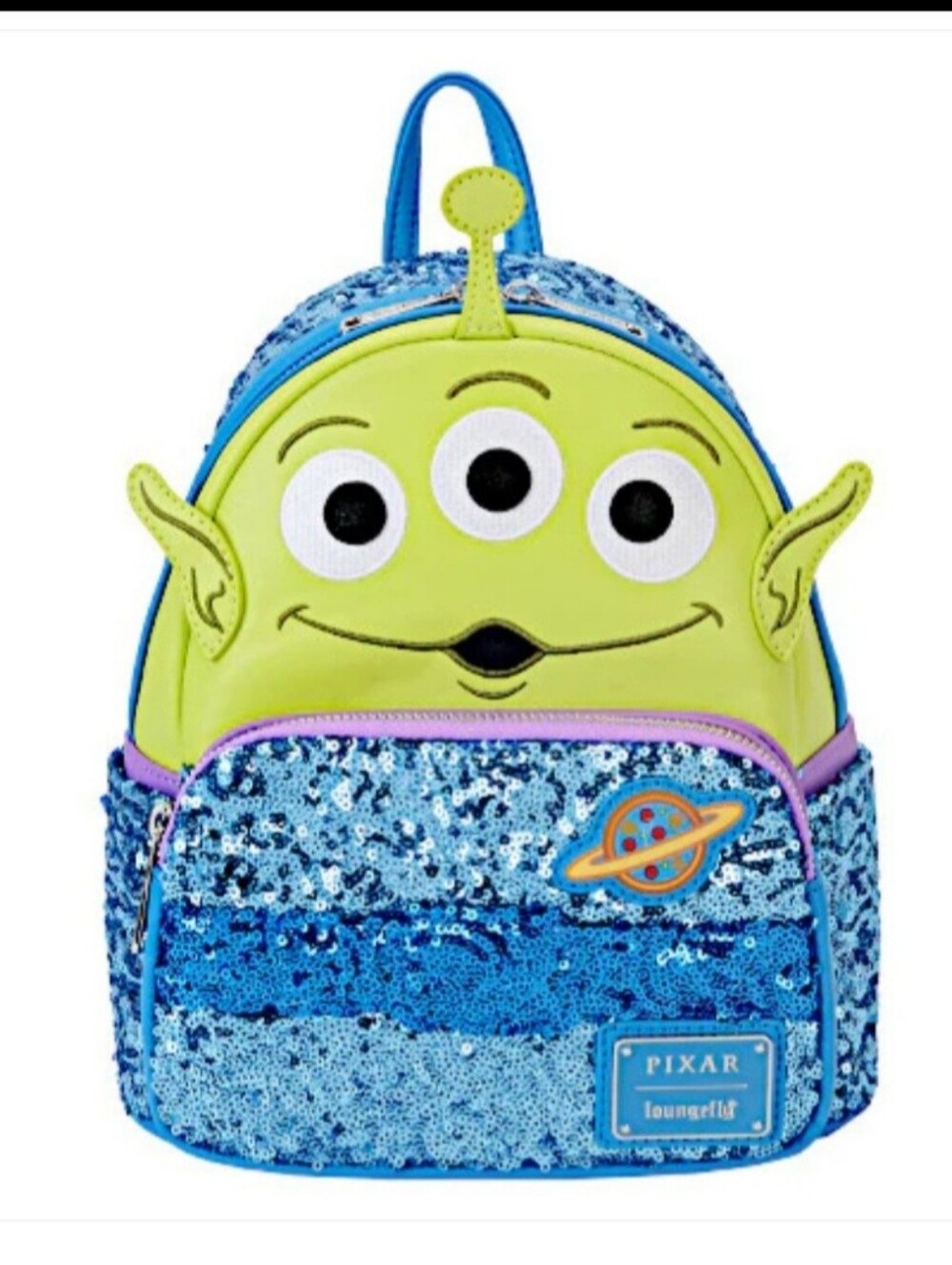 NWT! Disney's Loungefly Toy Story Sequin Alien Mini Backpack - Picture 2 of 6